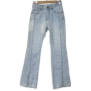 Celine Womens High Rise Flare Jeans Size 26 Light Wash Front Slits